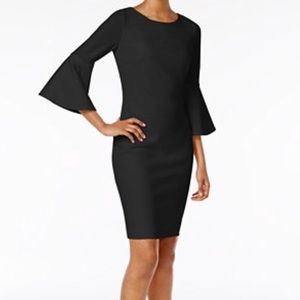 Calvin Klein - black bell sleeve sheath dress.